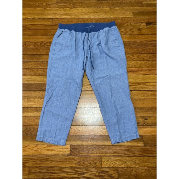 Talbots Womens Casual Pull On Crop Pants 16WP Plus Petite Heathered Blue Cotton - Picture 1 of 5